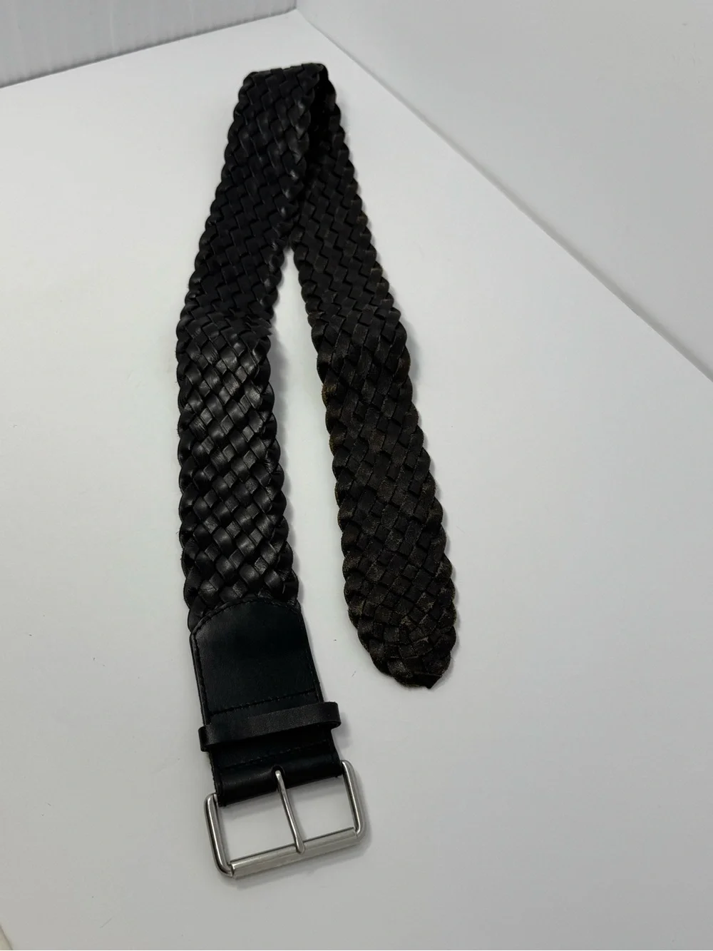 Y2K Gap Women's Size M Black Braided Genuine Leather Wide Belt